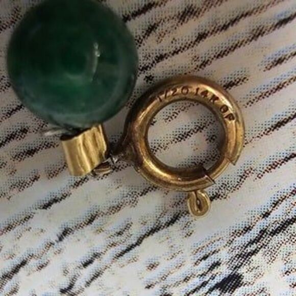 Natural Round Stone Beaded 1/20th 14K G.P. Necklace 24"L - Picture 6 of 6